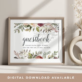 Rustic Bloom Wedding Guestbook Poster
