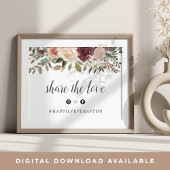 Rustic Bloom Wedding Hashtag Poster