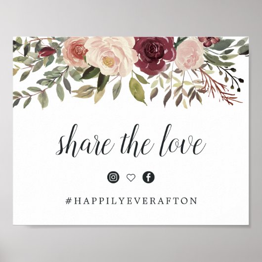 Rustic Bloom Wedding Hashtag Poster (Voorkant)