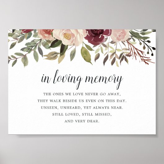 Rustic Bloom Wedding Memorial Sign Poster (Voorkant)