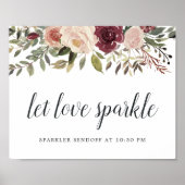 Rustic Bloom Wedding Sparker Sendoff Sign Poster (Voorkant)