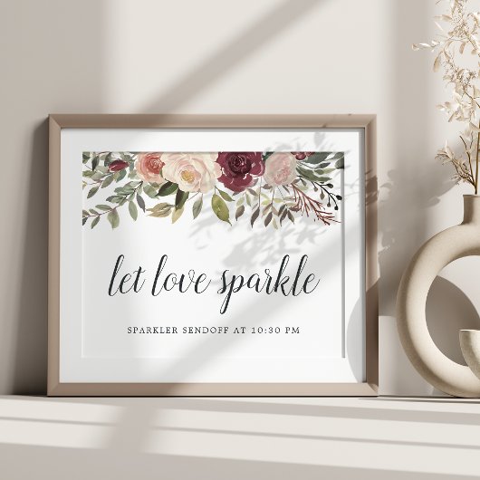 Rustic Bloom Wedding Sparker Sendoff Sign Poster