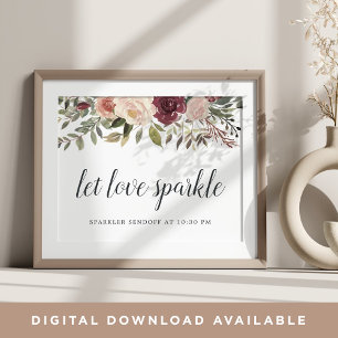 Rustic Bloom Wedding Sparker Sendoff Sign Poster