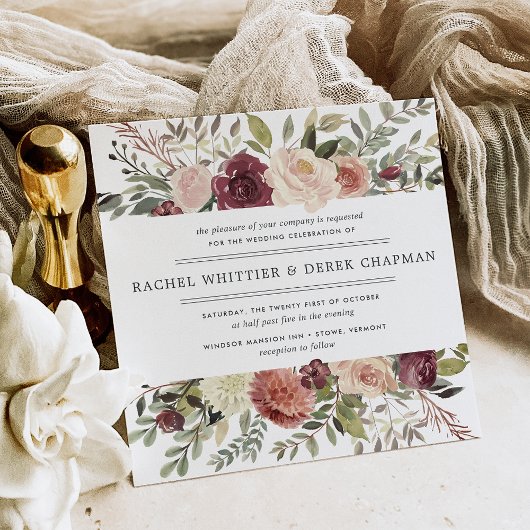 Rustic Bloom Wedding Uitnodiging | Vierkant