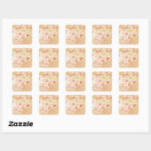 Rustic Blooming Peachy Cherry Blossom Flowers Vierkante Sticker (Vel)