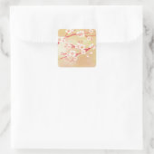 Rustic Blooming Peachy Cherry Blossom Flowers Vierkante Sticker (Tas)