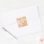 Rustic Blooming Peachy Cherry Blossom Flowers Vierkante Sticker (Envelop)