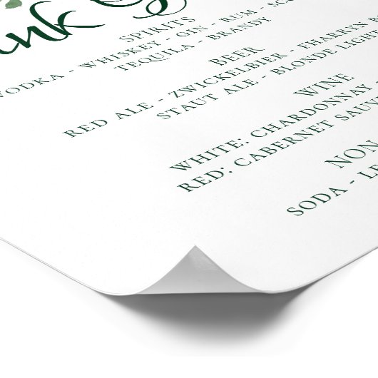 Rustic Blooms | Terracotta Marsala Rood Drankmenu Poster (Hoek)