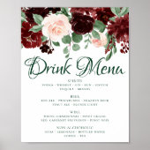 Rustic Blooms | Terracotta Marsala Rood Drankmenu Poster (Voorkant)