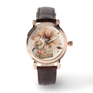 Rustic Blossom Bird Nook Horloge