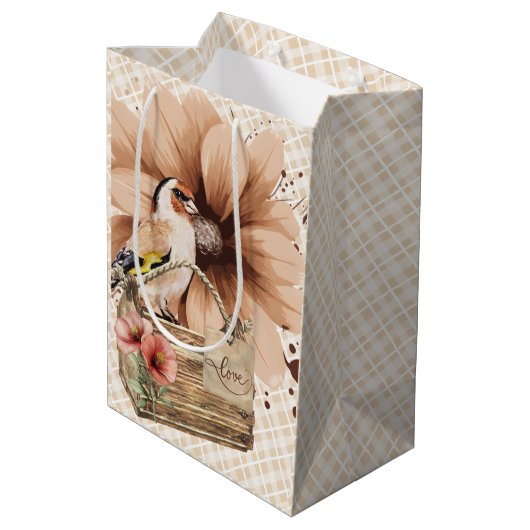 Rustic Blossom Bird Nook Medium Cadeauzakje (Achterkant Gekanteld)