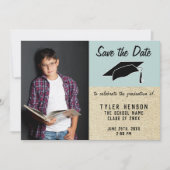 Rustic Blue Afstuderen Save the Date Photo Aankondiging (Voorkant)