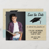 Rustic Blue Afstuderen Save the Date Photo Aankondiging (Voorkant / Achterkant)