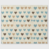 Rustic Blue and Brown Heart Pattern for Father’s Cadeaupapier (Vlak)