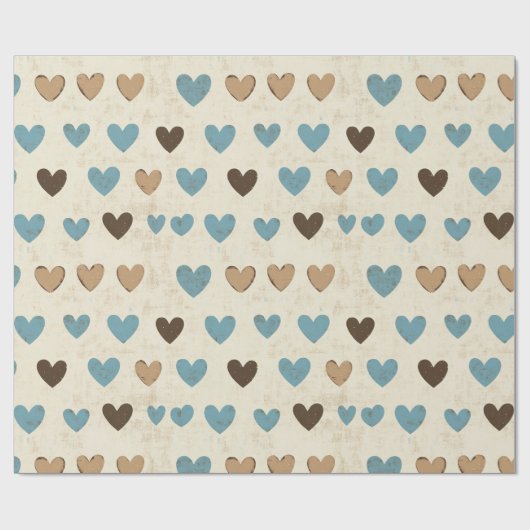 Rustic Blue and Brown Heart Pattern for Father’s Cadeaupapier (Vlak)
