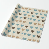Rustic Blue and Brown Heart Pattern for Father’s Cadeaupapier (Uitgerold)