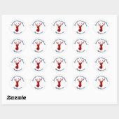 Rustic Blue and Red Deer Country Wedding Ronde Sticker (Vel)