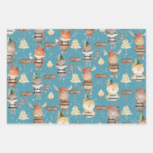 Rustic Blue Baby First Christmas Animals Add Name Inpakpapier Vel (Voorkant 3)