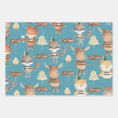 Rustic Blue Baby First Christmas Animals Add Name Inpakpapier Vel (Voorkant)