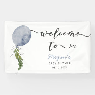 Rustic Blue Balloon Baby shower Welkom Spandoek