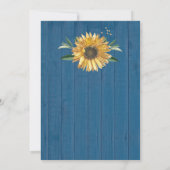 Rustic Blue Barn Wood, Golden Sunflower bruiloft Kaart (Achterkant)