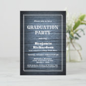 Rustic Blue Barn Wood Graduation Party Kaart (Staand voorkant)