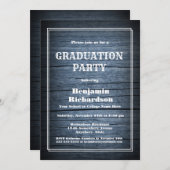 Rustic Blue Barn Wood Graduation Party Kaart (Voorkant / Achterkant)