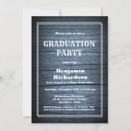 Rustic Blue Barn Wood Graduation Party Kaart