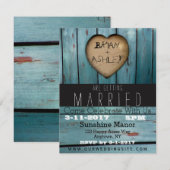 Rustic Blue Barn Wood Heart Wedding Kaart (Voorkant / Achterkant)