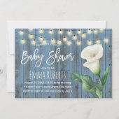 Rustic Blue Barn Wood Lily Floral Baby shower Kaart (Voorkant)