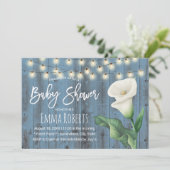 Rustic Blue Barn Wood Lily Floral Baby shower Kaart (Staand voorkant)