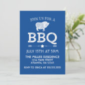 Rustic Blue BBQ Party Kaart (Staand voorkant)