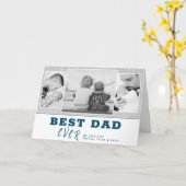 Rustic Blue Best Dad's Day 3 Photo Collage Kaart (Gele Bloem)