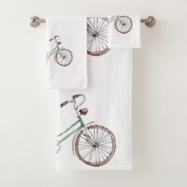 Rustic Blue Bicycle Lavender Floral Bad Handdoek