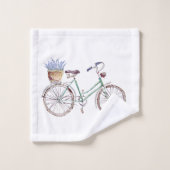 Rustic Blue Bicycle Lavender Floral Bad Handdoek (Wasdoekje)