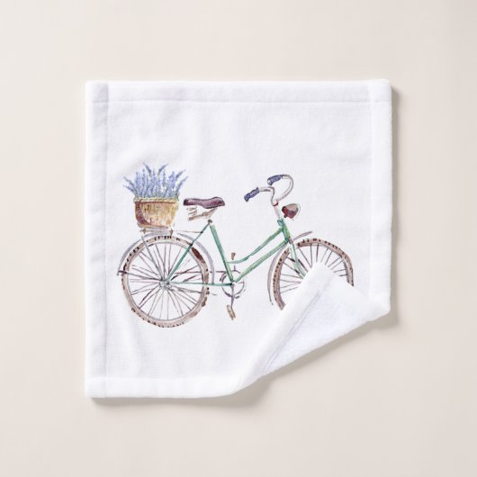 Rustic Blue Bicycle Lavender Floral Bad Handdoek (Wasdoekje)