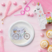 Rustic Blue Bicycle Lavender Floral Papieren Bordje (Feest)