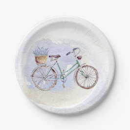 Rustic Blue Bicycle Lavender Floral Papieren Bordje
