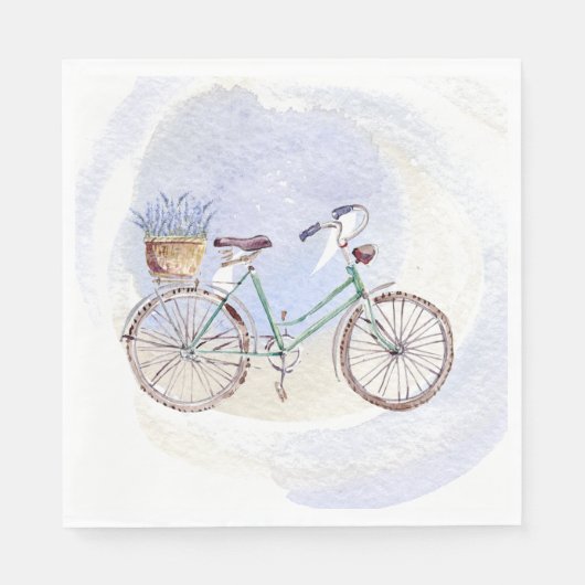 Rustic Blue Bicycle Lavender Floral Servet (Voorkant)