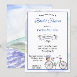 Rustic Blue Bicycle Lavender Floral Vrijgezellenfe Kaart