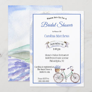 Rustic Blue Bicycle Lavender Floral Vrijgezellenfe Kaart