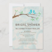 Rustic Blue Bird Bridal Shower Invitations Kaart (Voorkant)