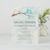 Rustic Blue Bird Bridal Shower Invitations Kaart (Staand voorkant)
