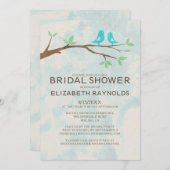 Rustic Blue Bird Bridal Shower Invitations Kaart (Voorkant / Achterkant)