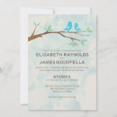 Rustic Blue Bird Wedding Invitations Kaart (Voorkant)