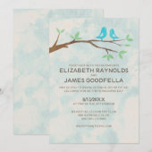 Rustic Blue Bird Wedding Invitations Kaart (Voorkant / Achterkant)