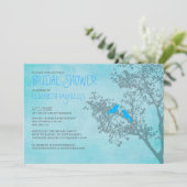 Rustic Blue Birds Bridal Shower Invitations Kaart (Staand voorkant)