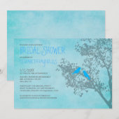 Rustic Blue Birds Bridal Shower Invitations Kaart (Voorkant / Achterkant)