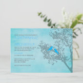 Rustic Blue Birds Wedding Invitations Kaart (Staand voorkant)