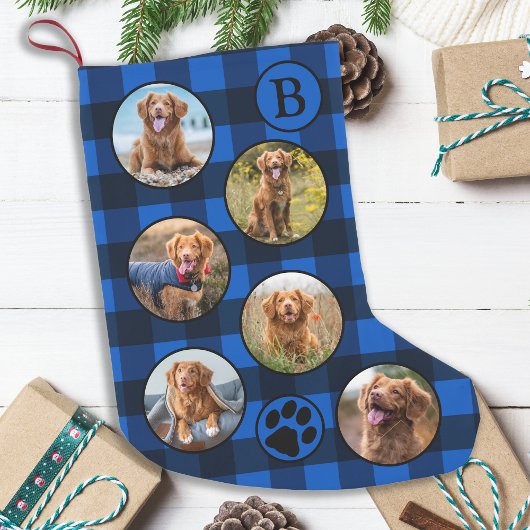 Rustic Blue Black Pset Fun Pet Photo Collage Kleine Kerstsok